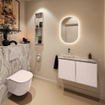 MONDIAZ TURE-DLUX Meuble toilette - 80cm - Rosee - EDEN - vasque Glace - position gauche - sans trou de robinet SW1103499