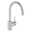GROHE Concetto Mitigeur de cuisine - haut - bec pivotant/extensible - supersteel brossé SW225325