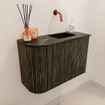 Mondiaz JOYA-DLUX 61.6cm meuble de salle de bains - arrondi gauche couleur Shadow - Vasque FAYE position Droite Sans trou de robinet couleur Lava. SW1422859