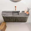 Mondiaz JOYA-DLUX 93.2cm toiletmeubel - ronding links en rechts kleur Shadow - Wastafel FAYE positie Midden Zonder kraangat kleur Sombra. SW1425240