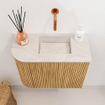 Mondiaz JOYA-DLUX 51.6cm toiletmeubel - ronding links kleur Oak - Wastafel FAYE positie Rechts Zonder kraangat kleur Ostra. SW1422297