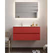 Mondiaz VICA ensemble de meuble de salle de bain - 100cm - meuble sous-vasque fire - 2 tiroirs - lavabo moon gauche - 1 trou de robinet - miroir LED - version XL 60cm de haut SW1097981