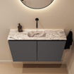 MONDIAZ TURE-DLUX 80cm toiletmeubel Dark Grey. EDEN wastafel Glace positie midden. Zonder kraangat. SW1103228