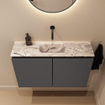 MONDIAZ TURE-DLUX Meuble toilette - 80cm - Dark Grey - EDEN - vasque Glace - position centrale - sans trou de robinet SW1103228