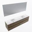 Mondiaz Vica ensemble de meuble de salle de bain - 190cm - meuble sous-vasque marron foncé gris - 4 tiroirs - lavabo lune double - 2 trous de robinet - couleur talc - miroir LED - version XL 60cm de haut SW1091768