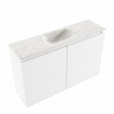 MONDIAZ TURE-DLUX Meuble de toilettes 80 cm Talc. Lavabo EDEN Ostra position milieu. Sans trou de robinet. SW1104663