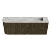 Mondiaz JOYA-DLUX Meuble de salle de bains 111.6cm - arrondi gauche couleur Shadow - Vasque FAYE position Droite Sans trou de robinet couleur Glace SW1422815