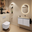 MONDIAZ TURE-DLUX Meuble toilette - 80cm - Cale - EDEN - vasque Ostra - position droite - sans trou de robinet SW1104765