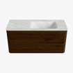 Mondiaz CIRO-DLUX Meuble de salle de bains - 110x45x50cm - Plan vasque solid surface Opalo - 1 vasque à droite - sans trous de robinet - 2 tiroirs - Noyer SW1530206