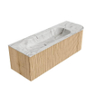 MONDIAZ KURVE-DLUX 135cm Meuble salle de bain avec module 25 D - couleur Oak - 1 tiroir - 1 porte - vasque BIG MEDIUM gauche - 1 trou de robinet - couleur Glace SW1137932