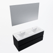 Mondiaz VICA ensemble de meuble de salle de bain - 120cm - meuble sous-vasque urban - 4 tiroirs - lavabo denia double - 2 trous de robinet - couleur Blanc Brillant - miroir LED - version XL 60cm de haut SW1091931