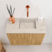 Mondiaz JOYA-DLUX 50cm toiletmeubel - kleur Oak - Wastafel FAYE positie Rechts Zonder kraangat kleur Opalo. SW1422137