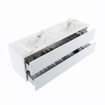 MONDIAZ VICA-DLUX Ensemble meuble de salle de bains - 150cm - meuble bas talc - 2 tiroirs - lavabo encastré cloud double - 2 trous de robinet - version haute 60cm - frape SW1088610