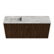 Mondiaz JOYA-DLUX 90cm meuble de toilette - couleur Walnut - Vasque FAYE position Gauche Sans trou de robinet couleur Glace. SW1422364