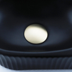 QeramiQ Fuente Ensemble de lavabo - 40x21.5x12cm - droit - strié - demi-rond - 1 trou de robinet - céramique - robinet de lavabo laiton brossé - bonde de vidage - siphon abaissé - noir mat SW1233027