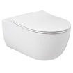 Plieger kansas WC suspendu avec chasse d'eau profonde 36x54,5cm comprenant un siège de toilette mince à fermeture souple et un dispositif de levage, blanc brillant. SW499853
