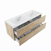 MONDIAZ VICA-DLUX Ensemble meuble de salle de bains - 120cm - sous-meuble chêne lavé - 4 tiroirs - lavabo encastré cloud double - sans trous de robinet - version haute 60cm - opalo SW1088440