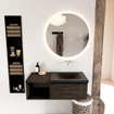 MONDIAZ BUKLA meuble de salle de bain 100cm avec module ouvert 40 couleur Marron Foncé avec 1 tiroir. Lavabo CLOUD à droite 0 trous de robinet couleur Urban. SW1382055