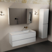 Mondiaz AIVY Ensemble de meuble - 120x45x50cm - 0 trous de robinet - 1 vasque talc Solid surface - Droite - 2 tiroirs - avec armoire de toilette - MDF Talc SW892330