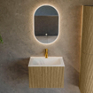 Mondiaz KURVE Ensemble de meuble salle de bain - 60x46x40cm - 1 tiroir - lavabo en solid surface - milieu - 1 trou de robinet - Dusk SW1414766