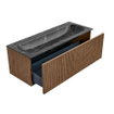 MONDIAZ KURVE-DLUX 120cm Meuble salle de bain - couleur Walnut - 1 tiroir - vasque BIG LARGE centre - 1 trou de robinet - couleur Lava SW1137257