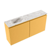 MONDIAZ TURE-DLUX meuble WC 100 cm Ocher. EDEN vasque Glace position gauche. Sans trou de robinet. SW1103379