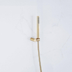 Fortifura Calvi Robinet de baignoire thermostatique avec douchette stick, support et flexible en métal Laiton brossé PVD SW811969