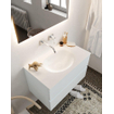 Mondiaz VICA ensemble de meuble de salle de bain - 80cm - meuble sous-vasque argile - 2 tiroirs - lavabo lune milieu - sans trou de robinet - miroir LED - version XL 60cm haut SW1097912