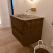 Mondiaz CIRO-DLUX Meuble de salle de bains - 70x45x50cm - Vasque solid surface Oza - 1 lavabo au milieu - sans trous de robinet - 2 tiroirs - Dusk SW1533260