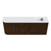 Mondiaz JOYA 111.6cm meuble de salle de bains - arrondi gauche couleur Walnut - Vasque FAYE position Droite 1 trou de robinet couleur Talc. SW1421274