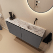 MONDIAZ TURE-DLUX Meuble toilette - 100cm - Dark Grey - EDEN - vasque Glace - position droite - sans trou de robinet SW1103234
