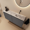 MONDIAZ TURE-DLUX Meuble WC 100cm Dark Grey. Lavabo EDEN Glace position à droite. Sans trou de robinet. SW1103234