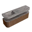 MONDIAZ THOR-DLUX 170cm badmeubel ronding links + rechts kleur Walnut met 1 lade en 2 deuren. Vrijhangende wastafel CLOUD Links 1 kraangat kleur Sombra. SW1465836