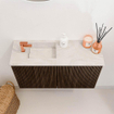 Mondiaz JOYA-DLUX 70cm toiletmeubel - kleur Walnut - Wastafel FAYE positie Links 1 kraangat kleur Ostra. SW1422631