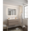 MONDIAZ VICA Ensemble de meuble salle de bain - 100cm - 2 tiroirs - lavabo Cloud central - 1 trou de robinet - solid surface smoke SW411402
