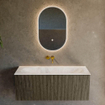 Mondiaz KURVE-DLUX Ensemble meuble de salle de bains - 110x46x40cm - 1 tiroir - vasque solid surface - central - sans trou de robinet - Shadow SW1414352