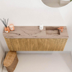 Mondiaz JOYA-DLUX 101.6cm toiletmeubel - ronding links kleur Oak - Wastafel FAYE positie Rechts 1 kraangat kleur Arena. SW1423924