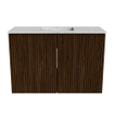 Mondiaz JOYA-DLUX Meuble de salle de bains - 60cm - couleur Walnut - Vasque FAYE position Milieu Sans trou de robinet couleur Opalo SW1422482
