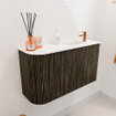 Mondiaz JOYA 71.6cm meuble de toilette - arrondi gauche couleur Shadow - Vasque FAYE position Droite 1 trou de robinet couleur Talc SW1421454