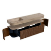 MONDIAZ THOR-DLUX 180cm meuble de salle de bains arrondi gauche + droite couleur Walnut avec 2 tiroirs et 2 portes. Vasque suspendue CLOUD Gauche 1 trou de robinet couleur Arena. SW1466131