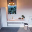 MONDIAZ ALAN - DLUX Ensemble de meuble de salle de bain - 130cm - tablette - Ostra - lavabo suspendu - cuve à gauche - 1 trou de robinet - Ostra SW809336