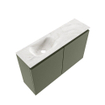 MONDIAZ TURE-DLUX Meuble toilette - 80cm - Army - EDEN - vasque Ostra - position gauche - sans trou de robinet SW1104704