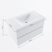 VICA-DLUX Meuble de salle de bains 80cm sous-meuble chêne blanchi 2 tiroirs. Lavabo encastré CLOUD central 1 trou de robinet, couleur Glace. SW902269