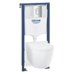 Grohe Bau ensemble WC à chasse profonde - rimless - réservoir encastré Grohe Rapid SL - abattant WC à fermeture douce - plaque de commande chrome SW1234888