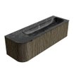 Mondiaz KURVE-DLUX Ensemble de meuble salle de bain - 145x46x40cm - 1 tiroir - 1 porte - lavabo en solid surface - droite - 2 trous de robinet - Shadow SW1414683
