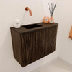 Mondiaz JOYA 61.6cm toiletmeubel - ronding rechts kleur Walnut - Wastafel FAYE positie Links Zonder kraangat kleur Urban. SW1421348