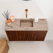 Mondiaz JOYA-DLUX 70cm toiletmeubel - kleur Ruby - Wastafel FAYE positie Midden Zonder kraangat kleur Arena. SW1425270