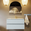 Mondiaz VICA-DLUX Ensemble de meuble de salle de bain - 90cm - meuble sous-vasque argile - 2 tiroirs - lavabo encastré nuage milieu - 1 trou de robinet - version haute 60cm - frape SW1089206