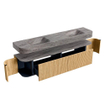 MONDIAZ THOR-DLUX 200cm meuble de salle de bains arrondi gauche + droite couleur Oak avec 2 tiroirs et 2 portes. Vasque suspendue CLOUD Double 2 trous de robinet couleur Oza. SW1467183
