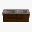 Mondiaz CIRO-DLUX Badkamermeubelset - 130x45x50cm - Solid surface wastafel Sombra - 2 wasbak Dubbel - 2 kraangaten - 4 lades - Walnut SW1530750